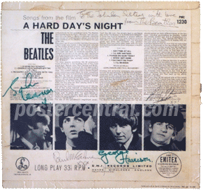 A Hard Day's Night Beatles album with Beatles autographs